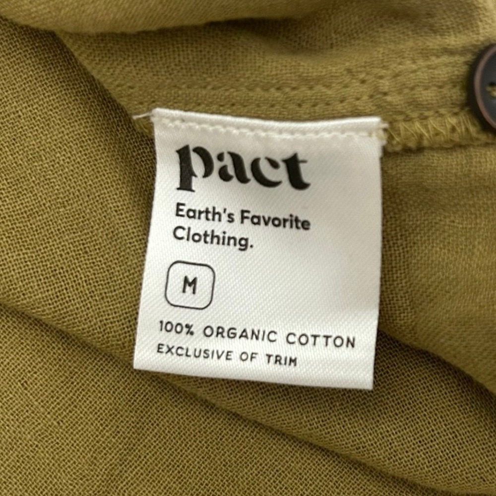 Pact Shirt Womens Medium Olive Green Organic Cotton Long Sleeve Button Down - Picture 5 of 8
